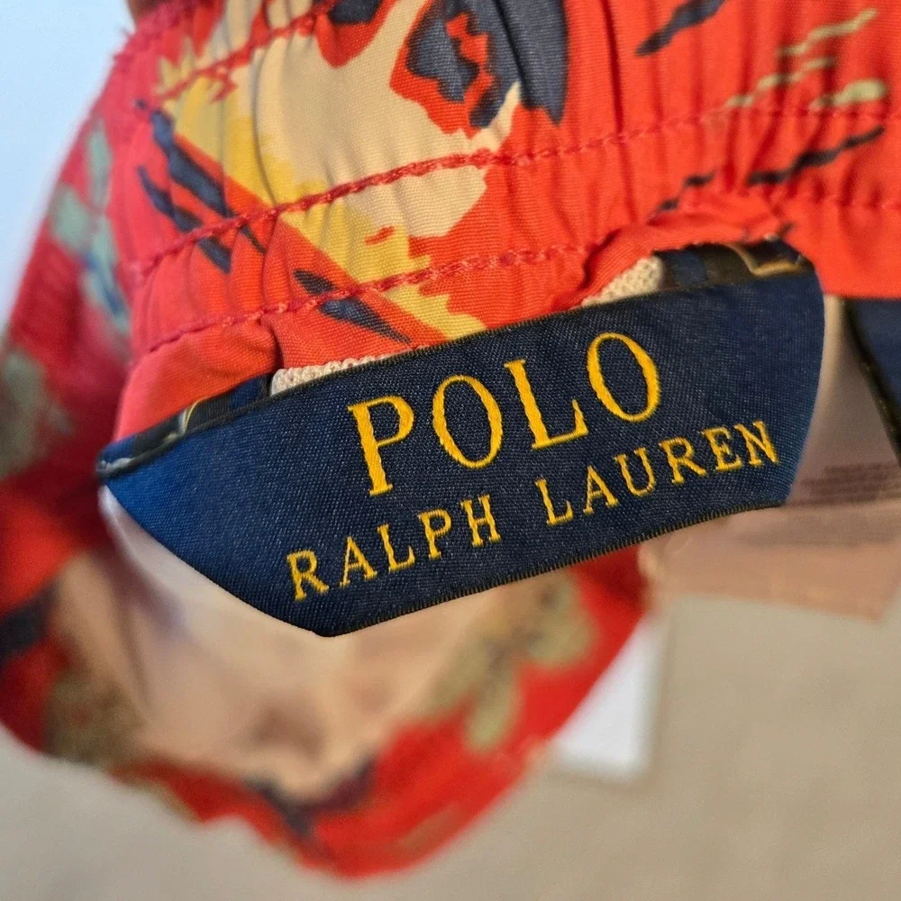 Polo Ralph Lauren Red Tropical Swim Trunks Medium Lined‎